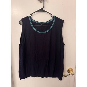 Talbots Woman Navy Blue Cashmere Blend Sleeveless Sweater Vest Plus Size 3X